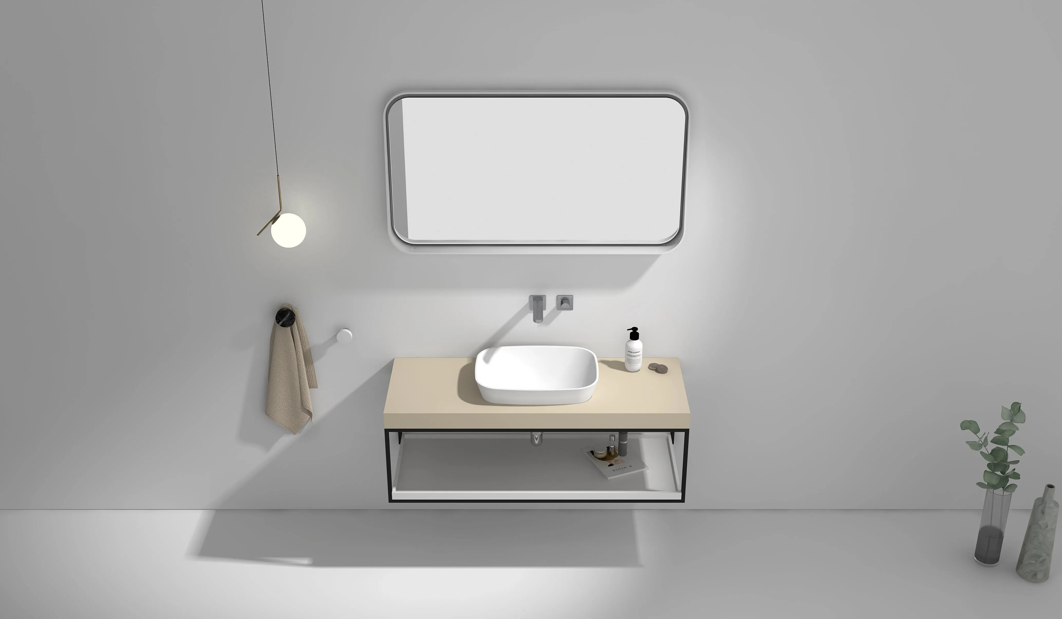 Gia Benchtop Semi Recessed Stone Basin - 500mm - G38586