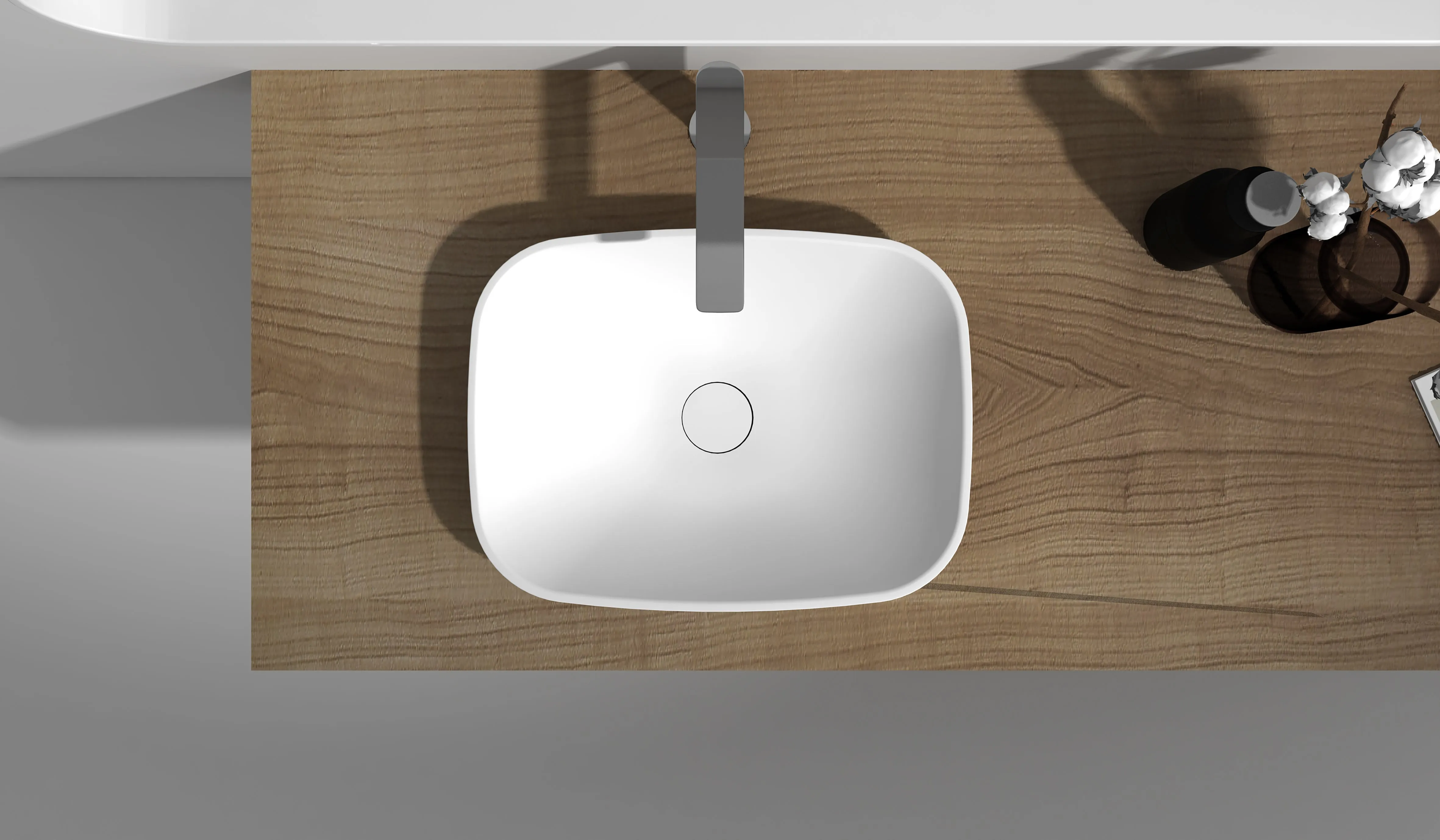 Gia Benchtop Semi Recessed Stone Basin - 500mm - G38586