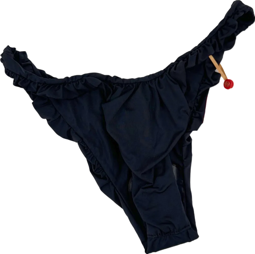 God Save Queens Black Ruffle Bikini Bottom XS