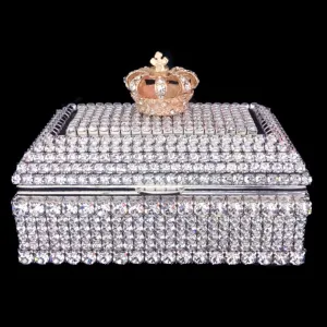 Gold Crown Keepsake Box Featuring Clear Premium Crystal