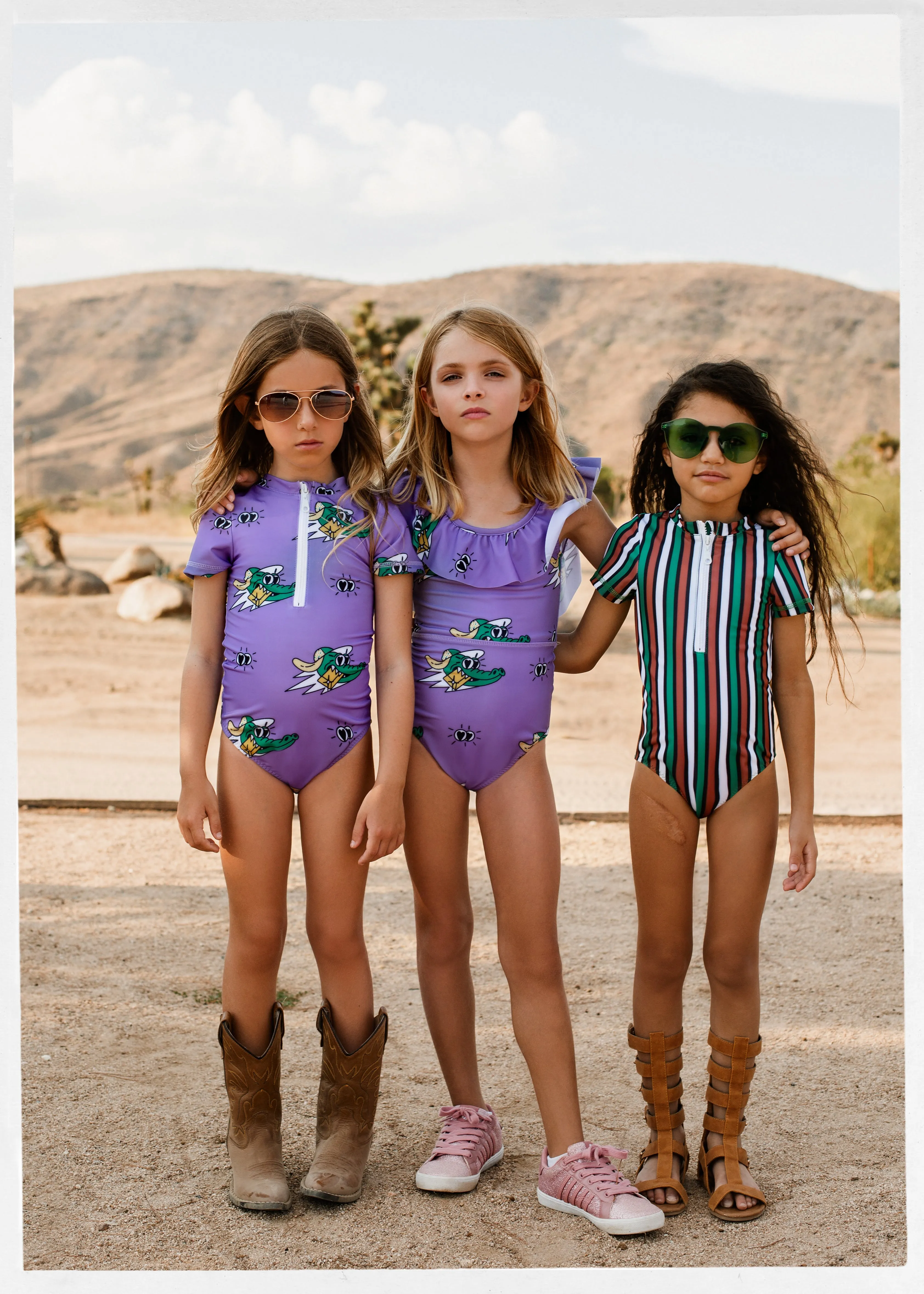 Golden Gator Frilly Swimsuit - LAST ONE 4-5 years