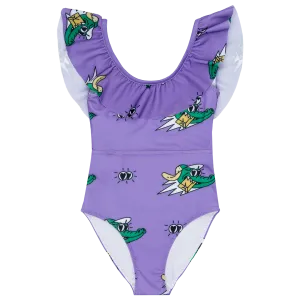 Golden Gator Frilly Swimsuit - LAST ONE 4-5 years