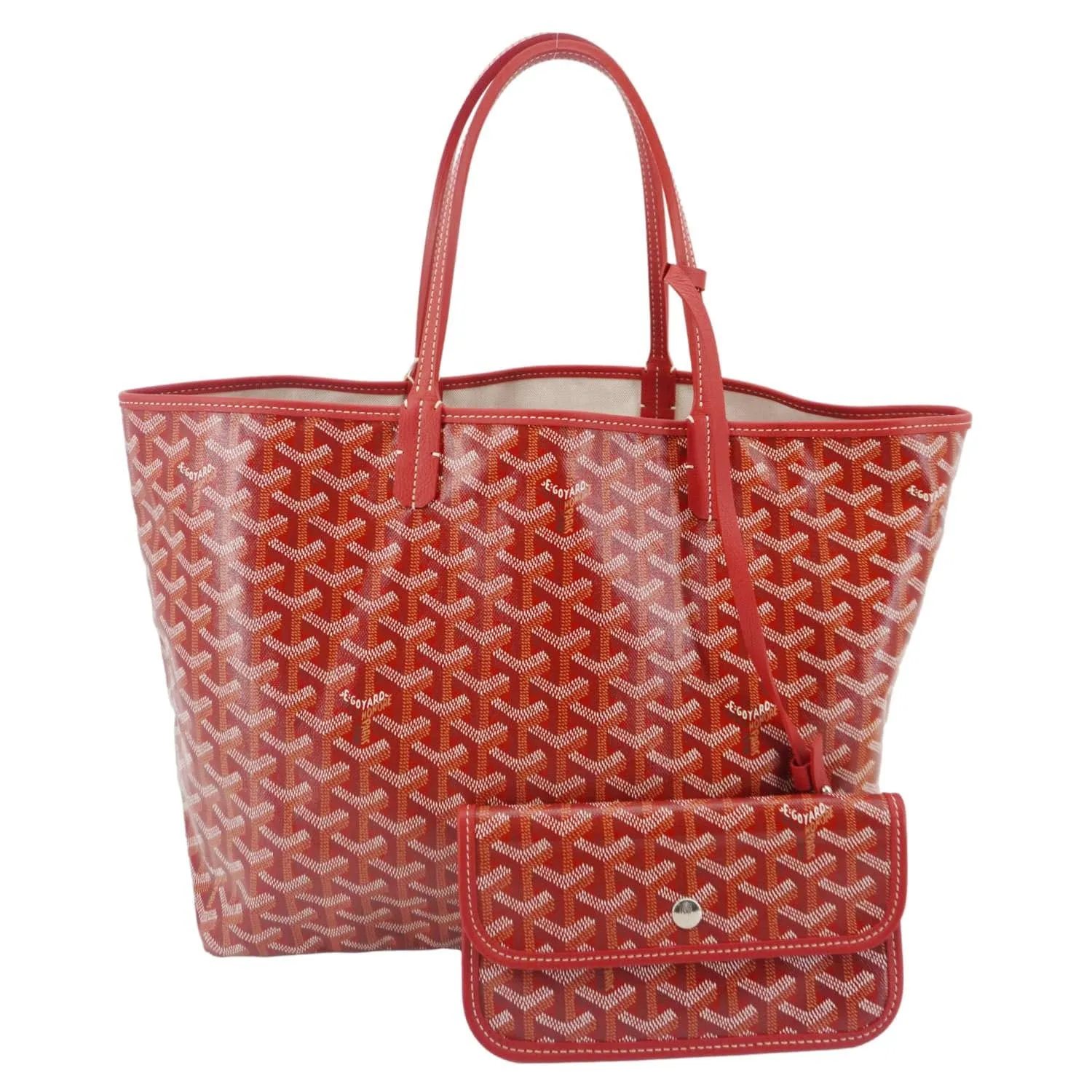 GOYARD Saint Louis PM Chevron Print Canvas Tote Bag Red