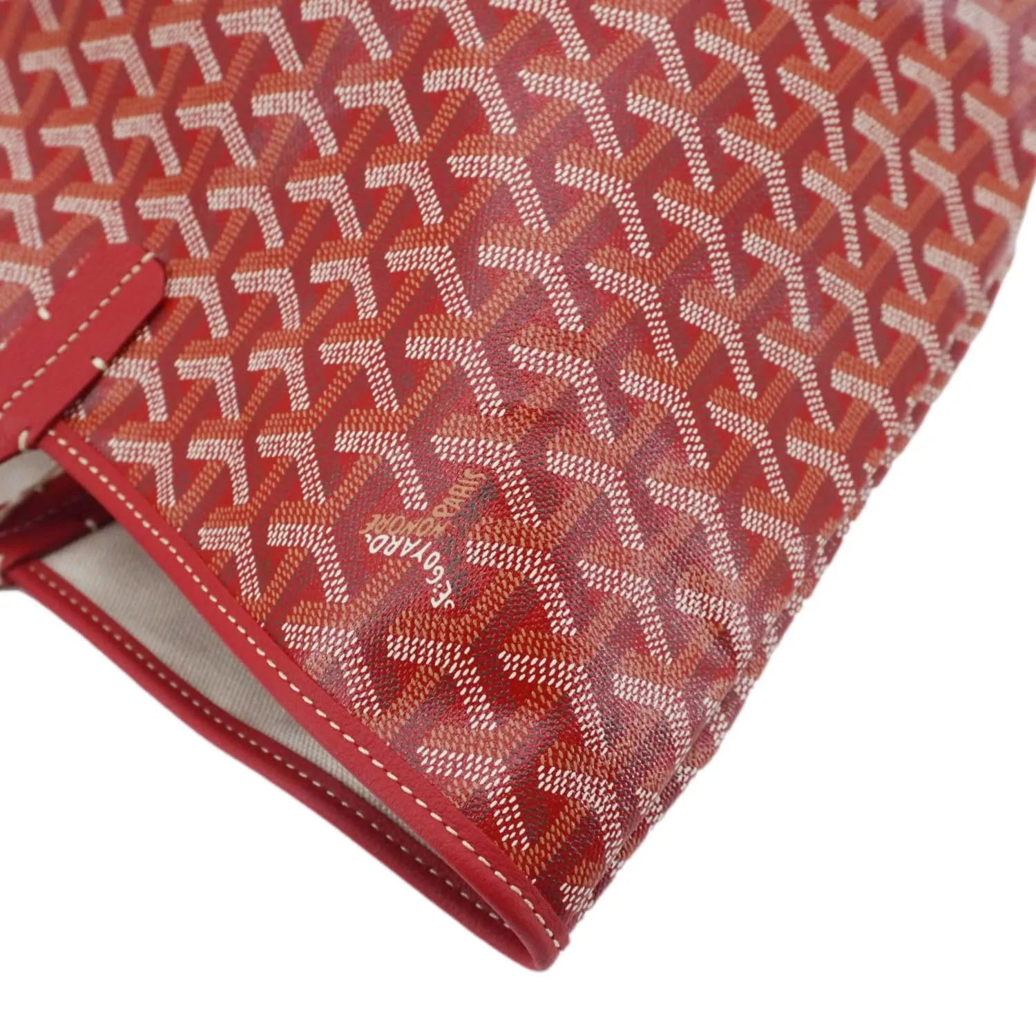 GOYARD Saint Louis PM Chevron Print Canvas Tote Bag Red