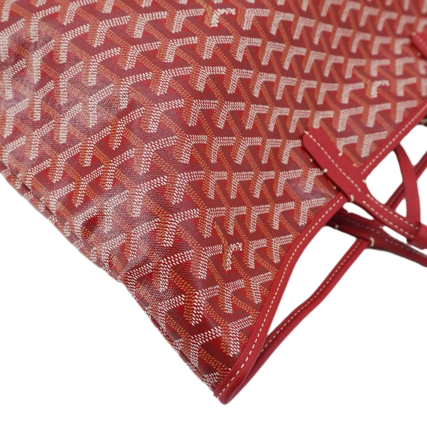 GOYARD Saint Louis PM Chevron Print Canvas Tote Bag Red