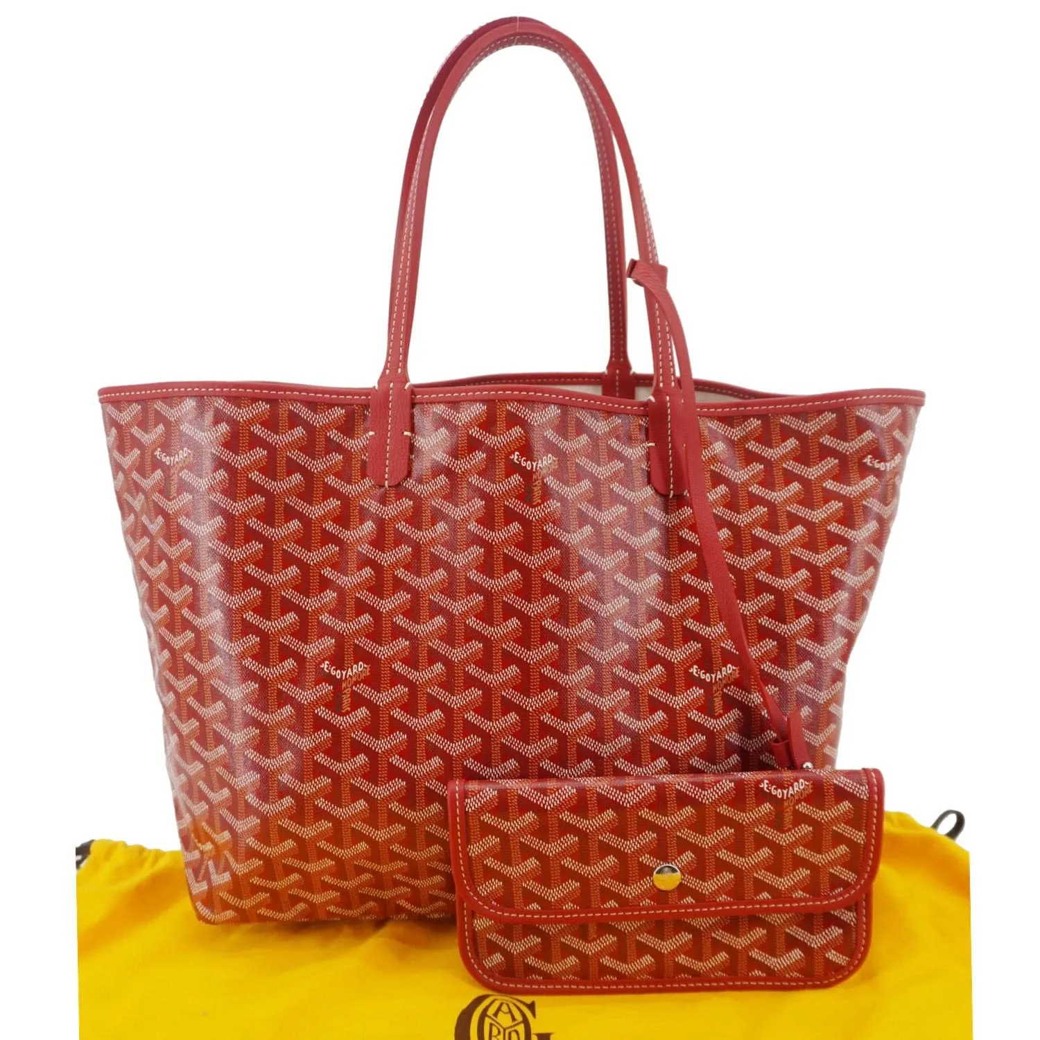 GOYARD Saint Louis PM Chevron Print Canvas Tote Bag Red