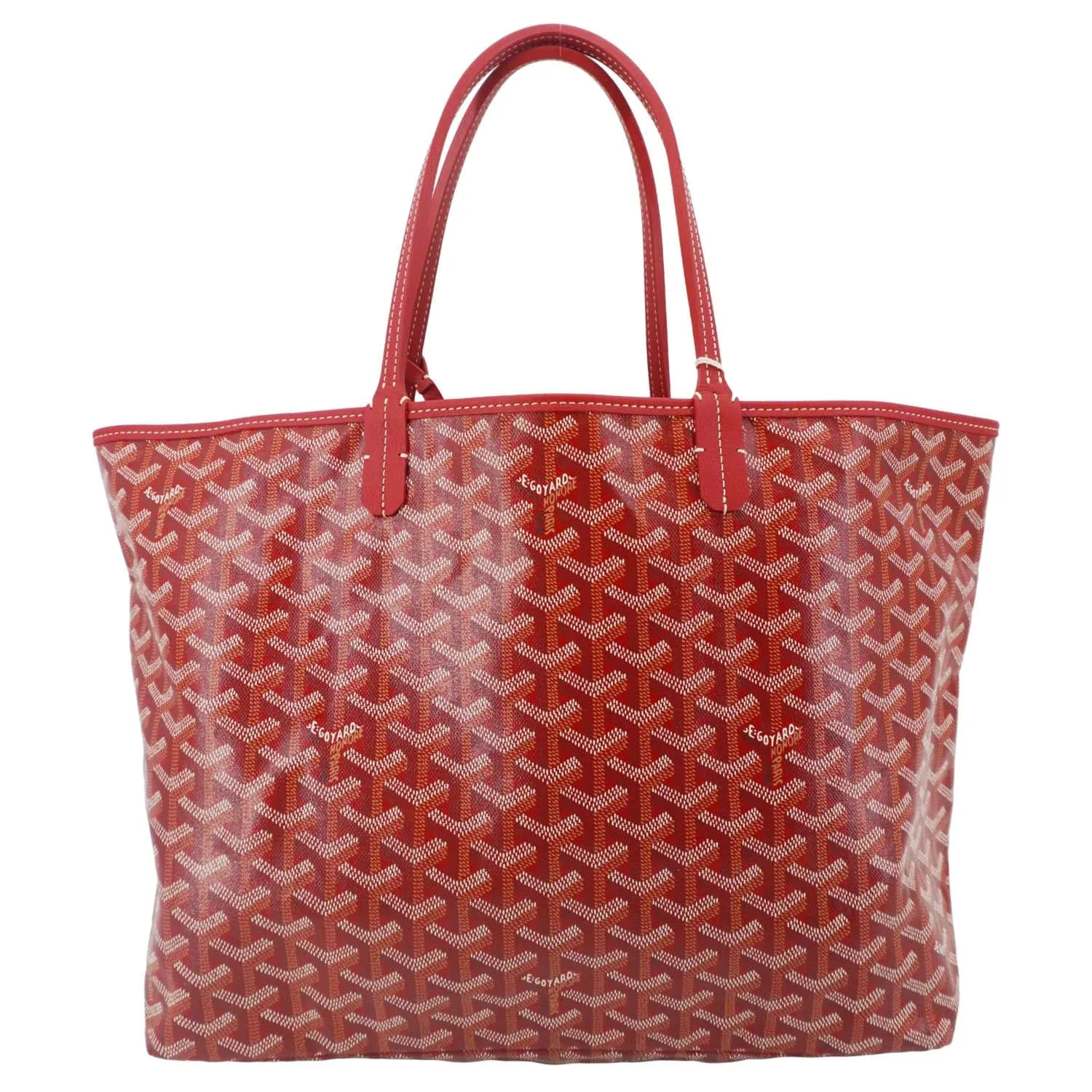 GOYARD Saint Louis PM Chevron Print Canvas Tote Bag Red