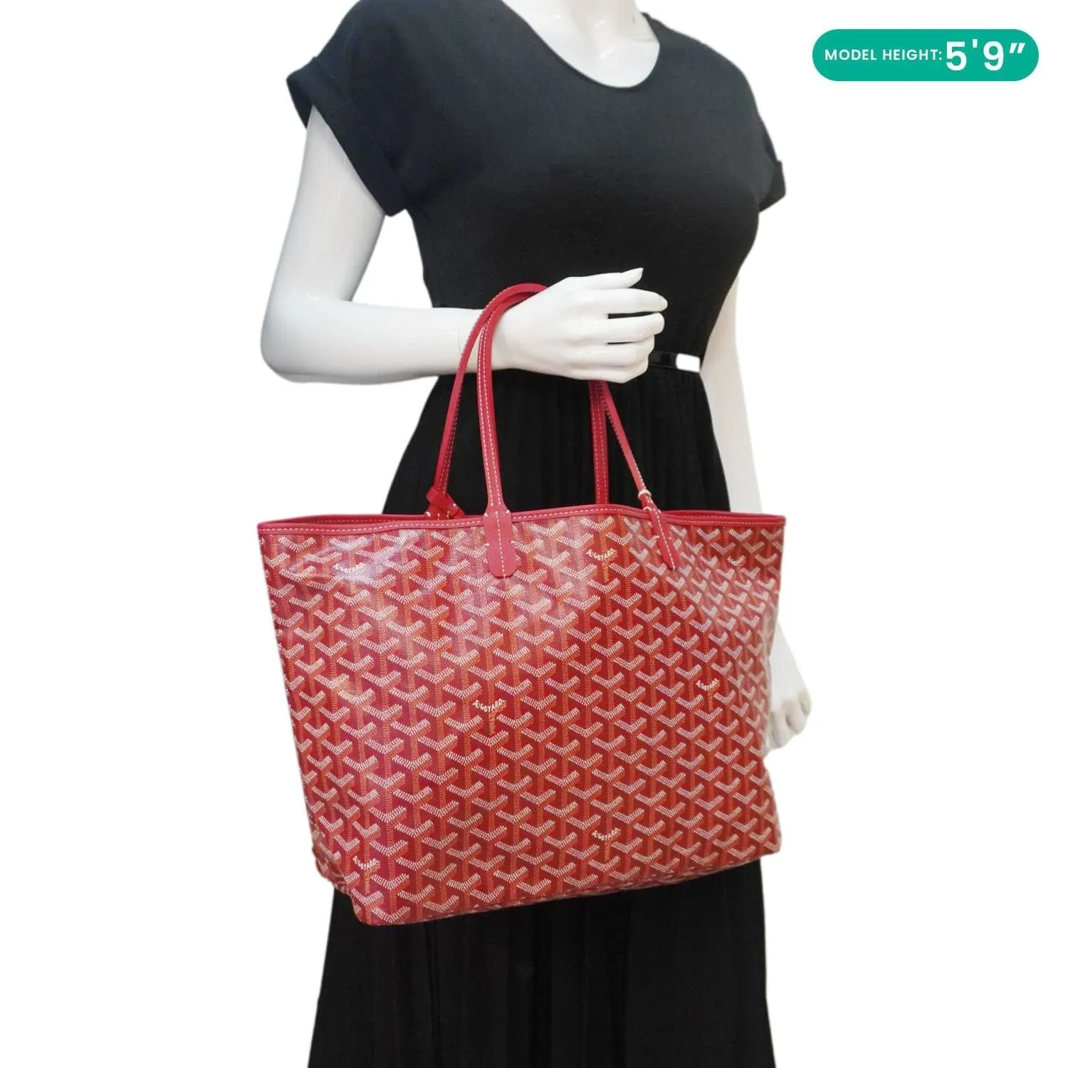 GOYARD Saint Louis PM Chevron Print Canvas Tote Bag Red