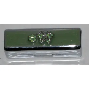 Green Jeweled Enamel Lipstick Case