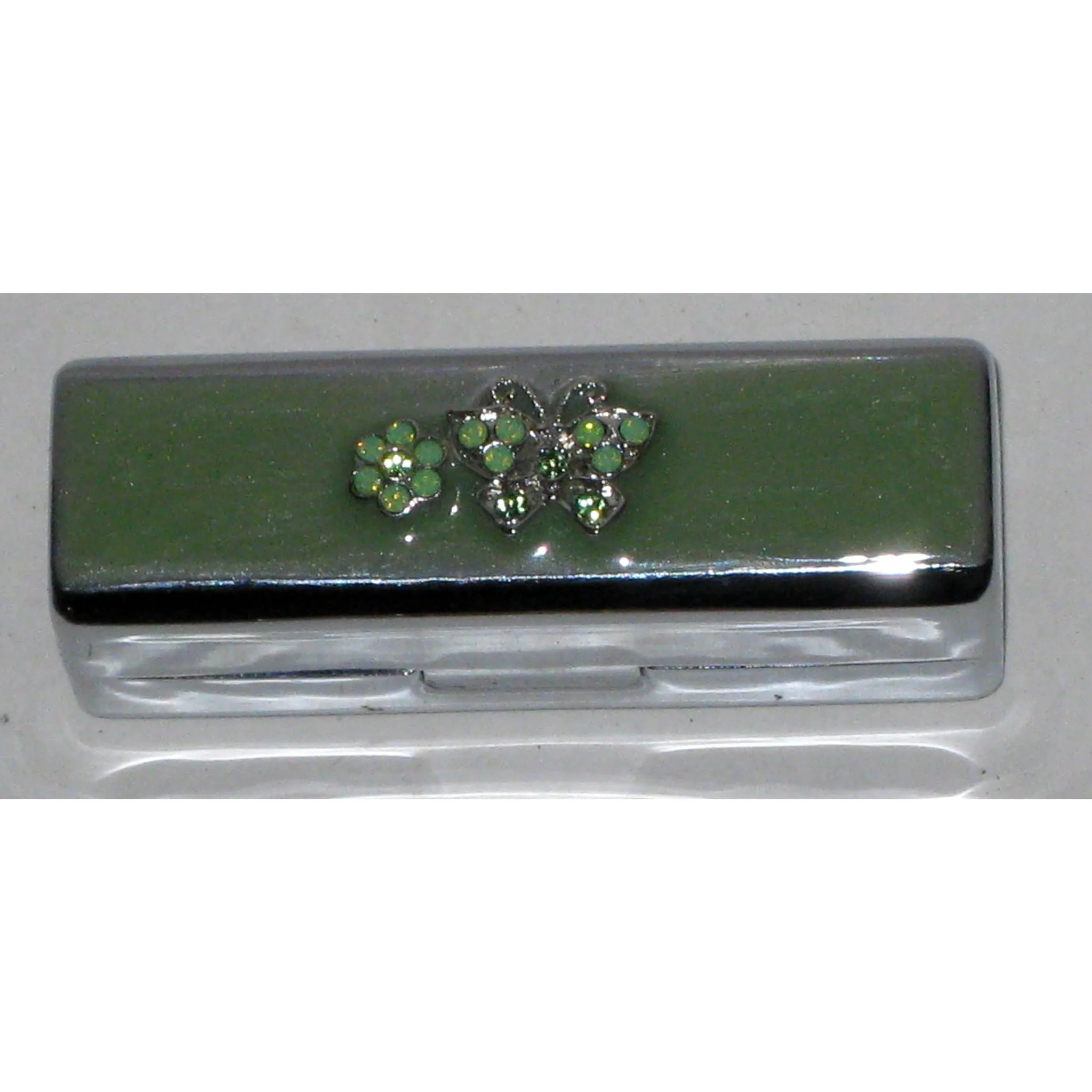 Green Jeweled Enamel Lipstick Case