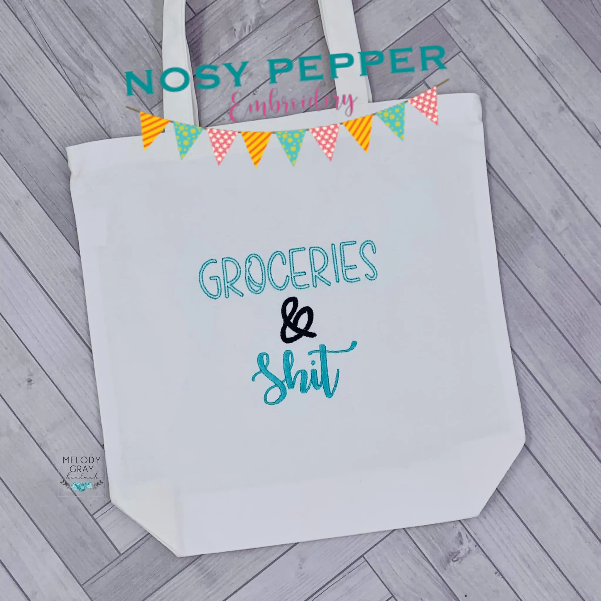 Groceries and Sh*t machine embroidery design (4 sizes included) DIGITAL DOWNLOAD