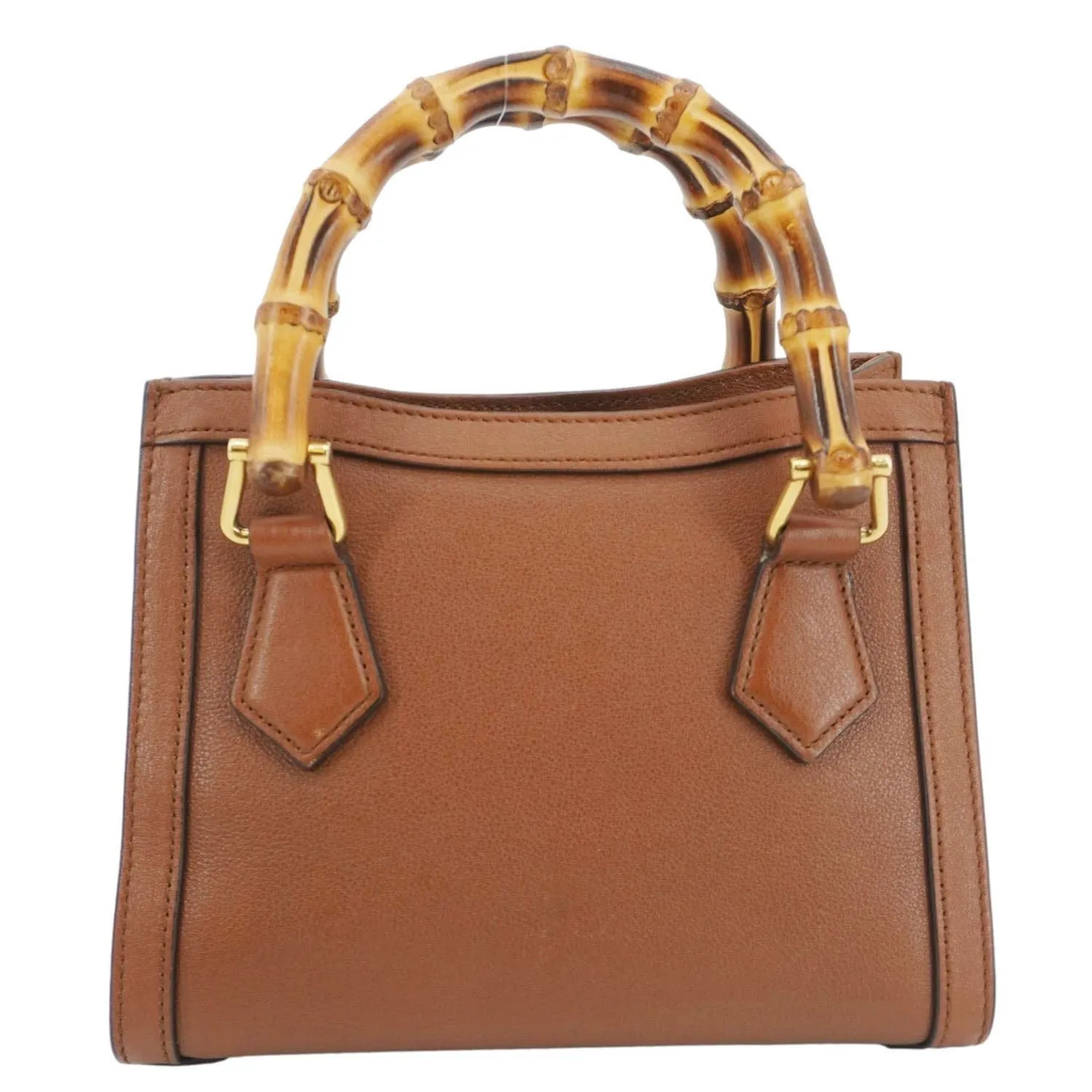 GUCCI Diana Bamboo Mini Leather Tote Bag Brown 655661