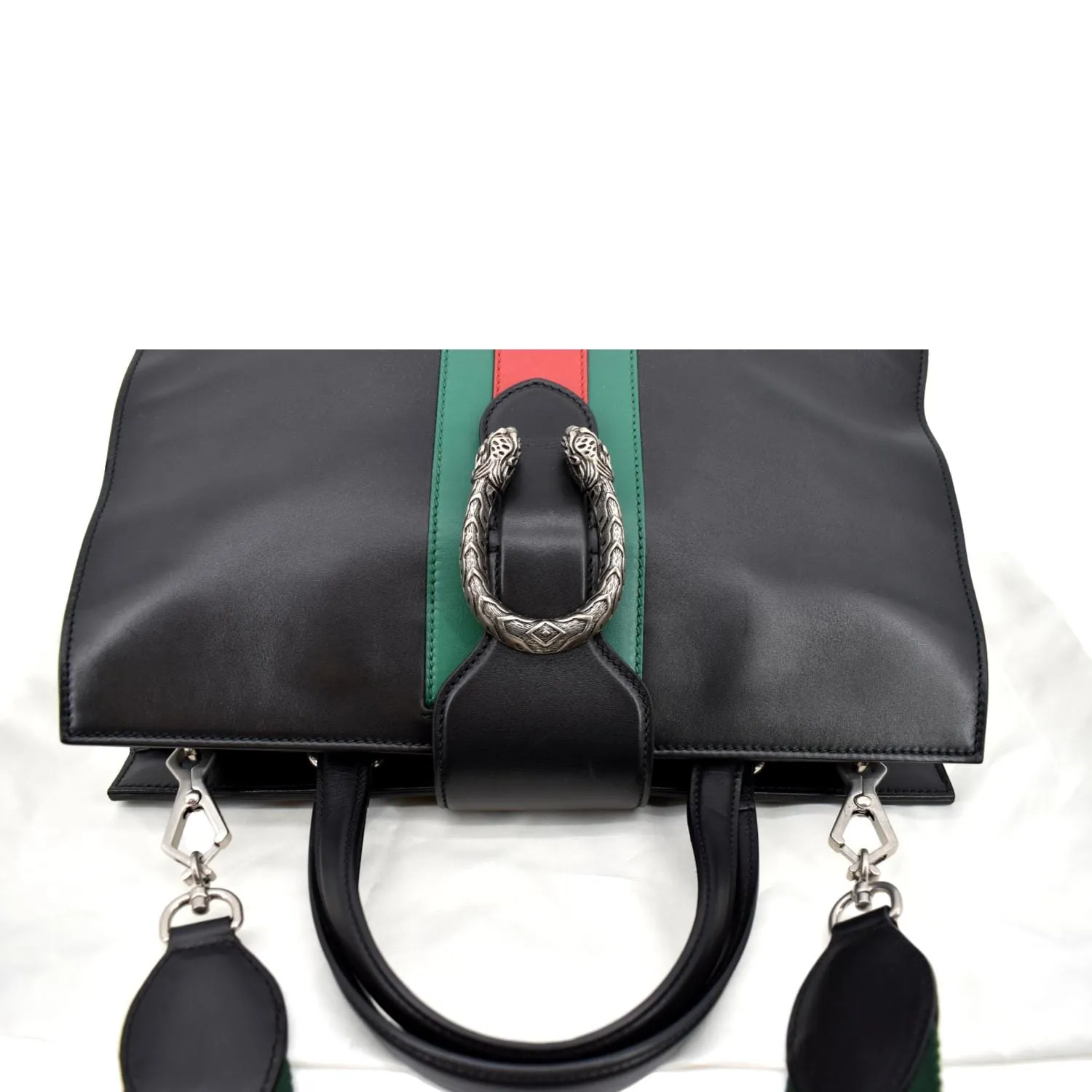 GUCCI Dionysus Leather Tote Bag Black 444167