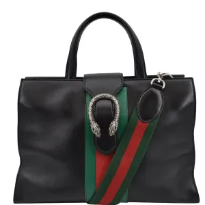 GUCCI Dionysus Leather Tote Bag Black 444167