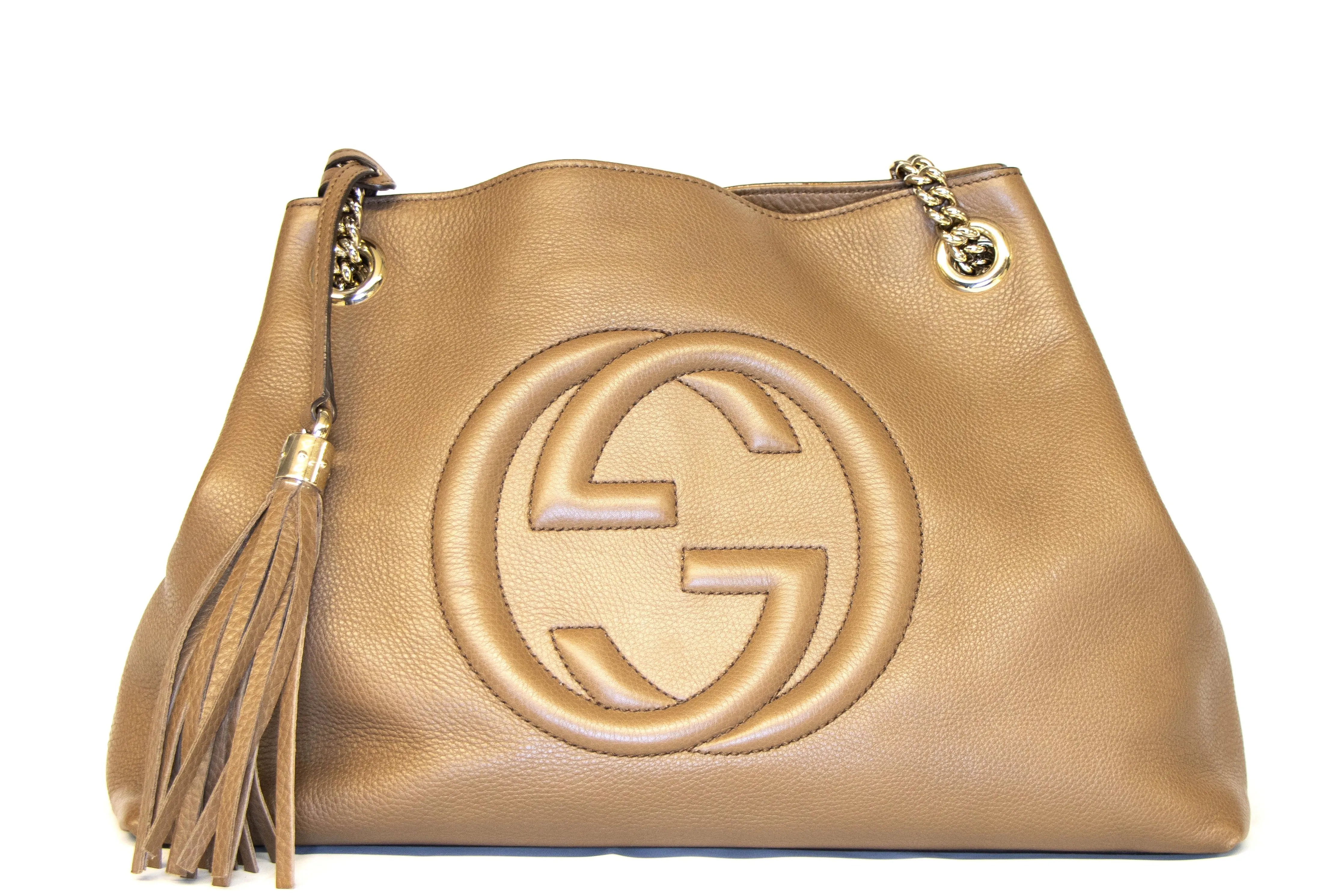 Gucci Medium Soho Disco Chain Tote Brown