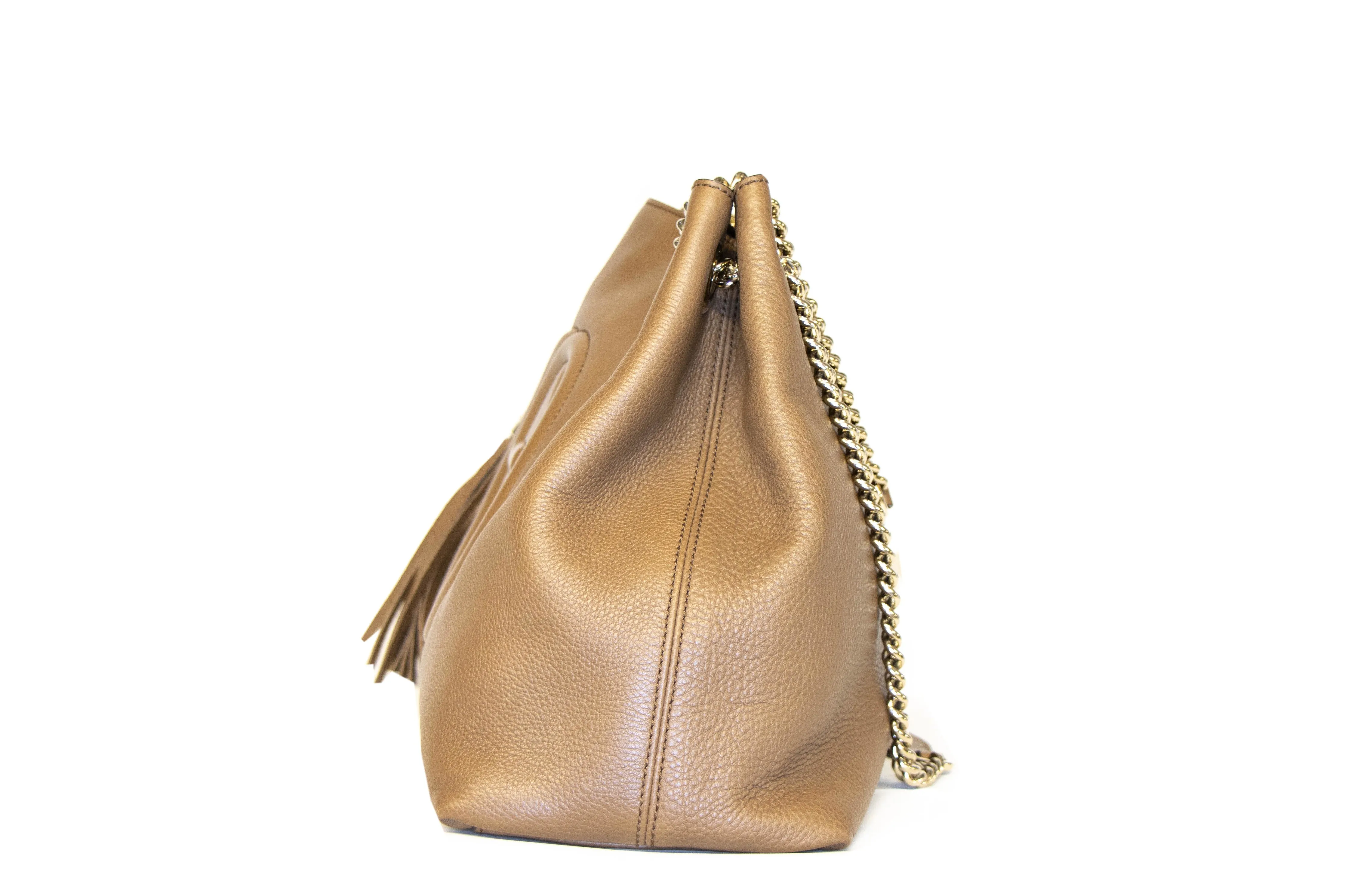 Gucci Medium Soho Disco Chain Tote Brown