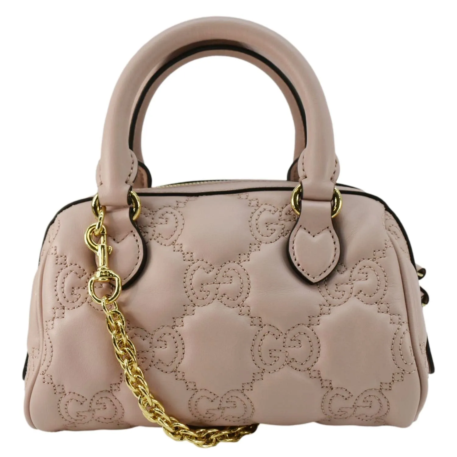 GUCCI Mini Matelasse Calfskin Leather Bowler Bag Pink 702251