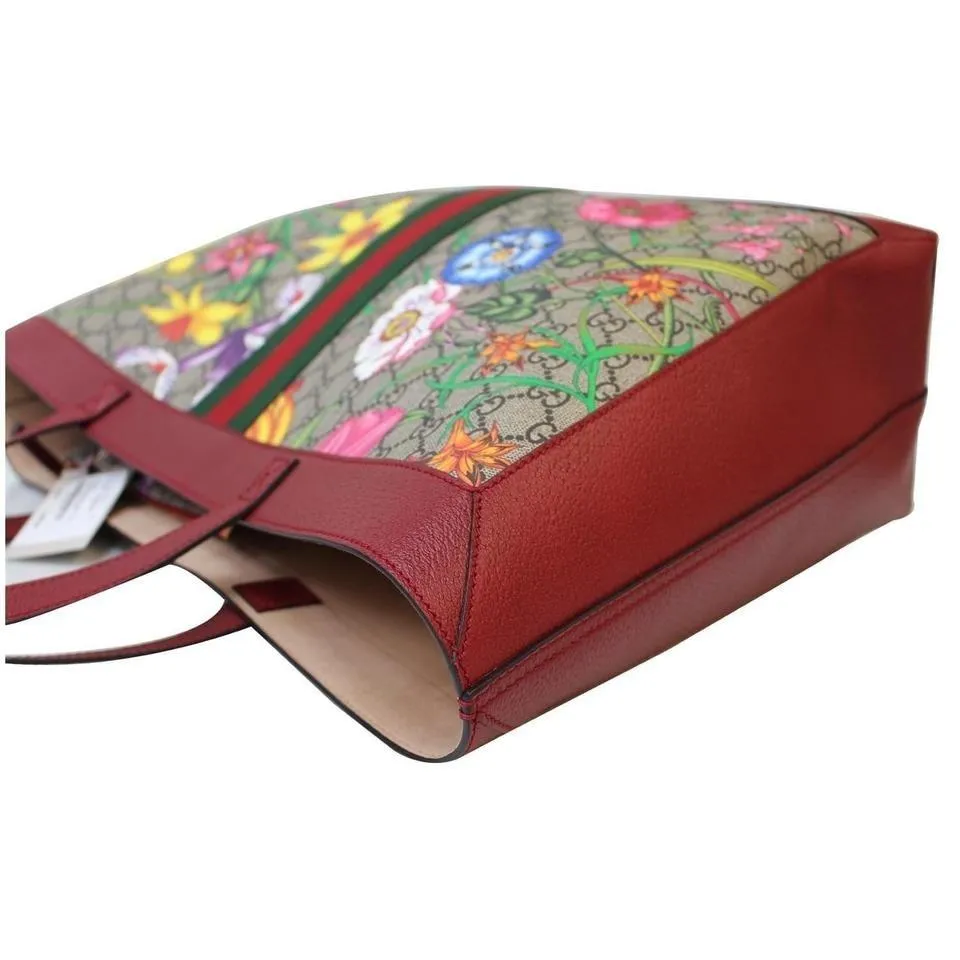 GUCCI Ophidia GG Flora Medium Tote Bag Red 547947