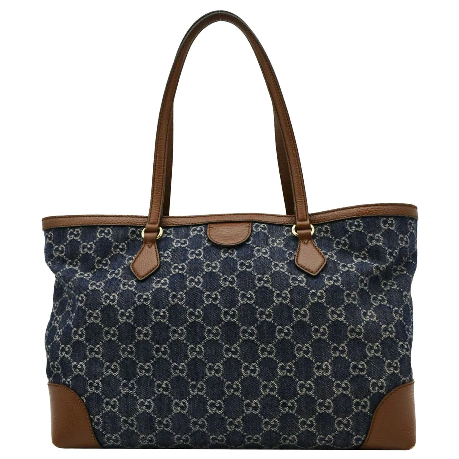 GUCCI Ophidia GG Medium Jacquard Denim Tote Bag Navy Blue