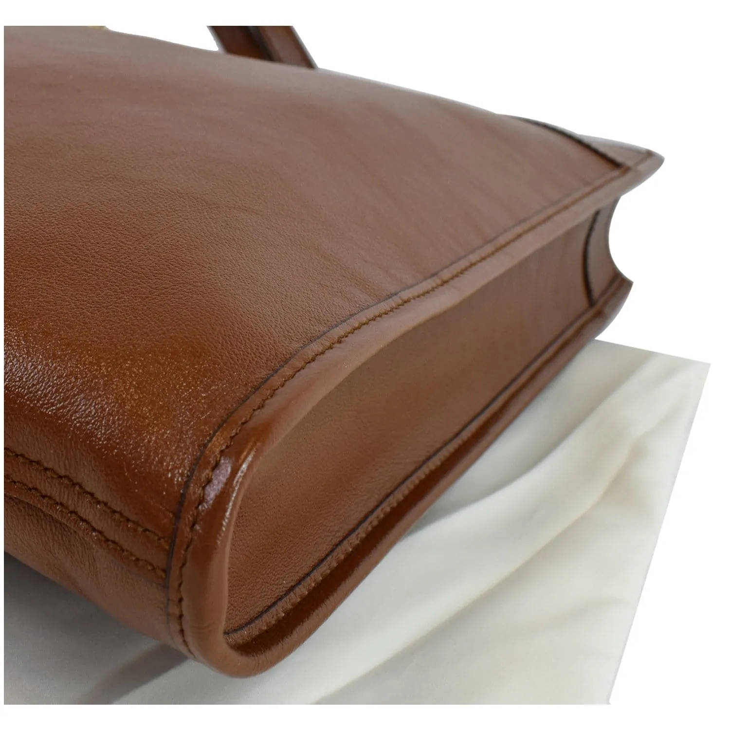 GUCCI Rajah Large Leather Tote Shoulder Bag Brown 537219