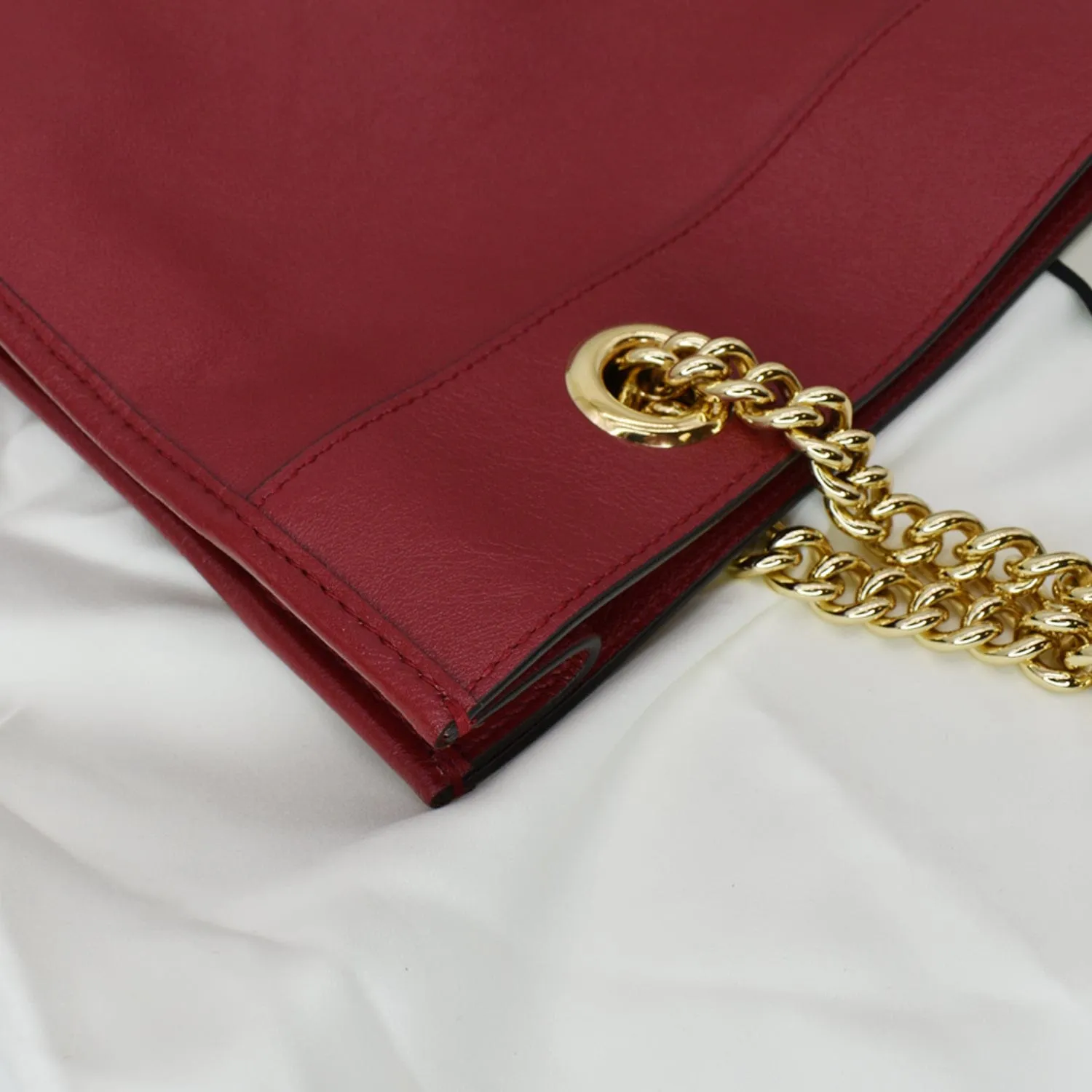GUCCI Rajah Large Leather Tote Shoulder Bag Red 537219  - Hot Deals