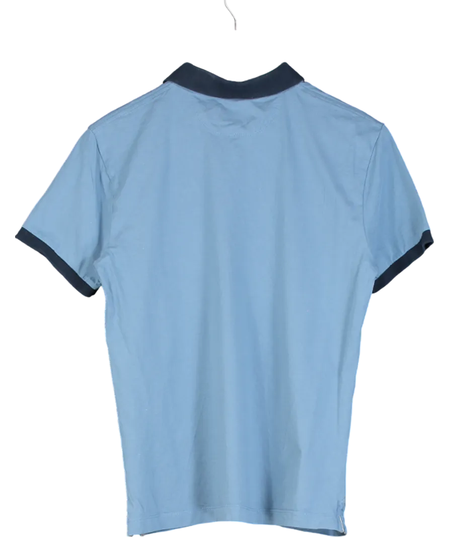 Hackett Blue Slim Fit Short Sleeve Polo UK M