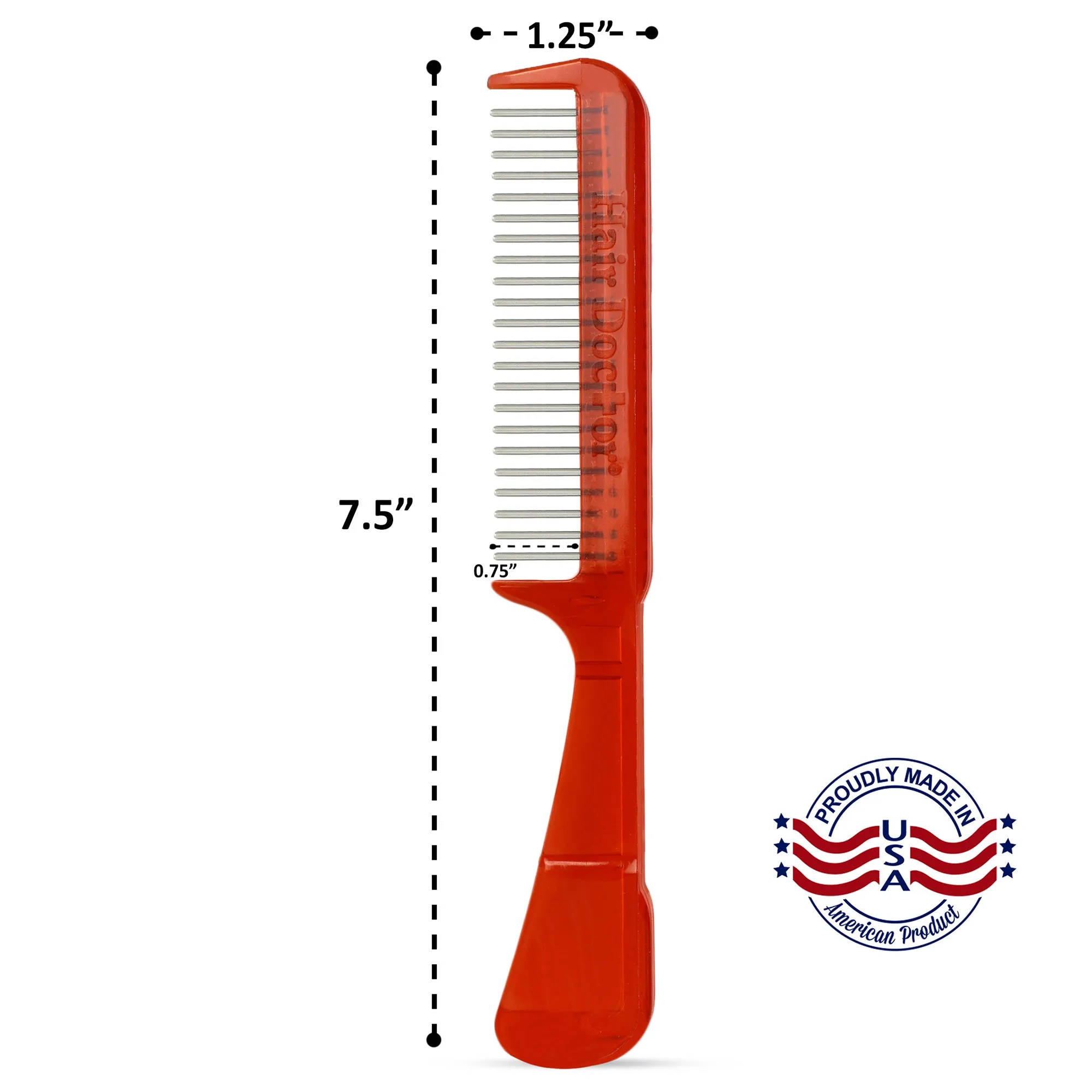 Handle Comb with Wide-Spaced Stainless-Steel Rotating Teeth  Best Seller!