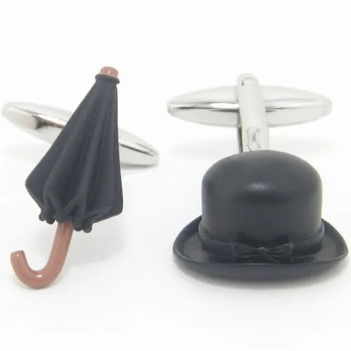 Hat Umbrella Top Bowler Cufflinks