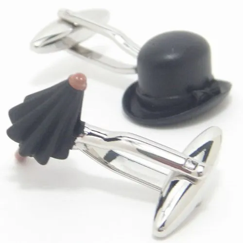 Hat Umbrella Top Bowler Cufflinks