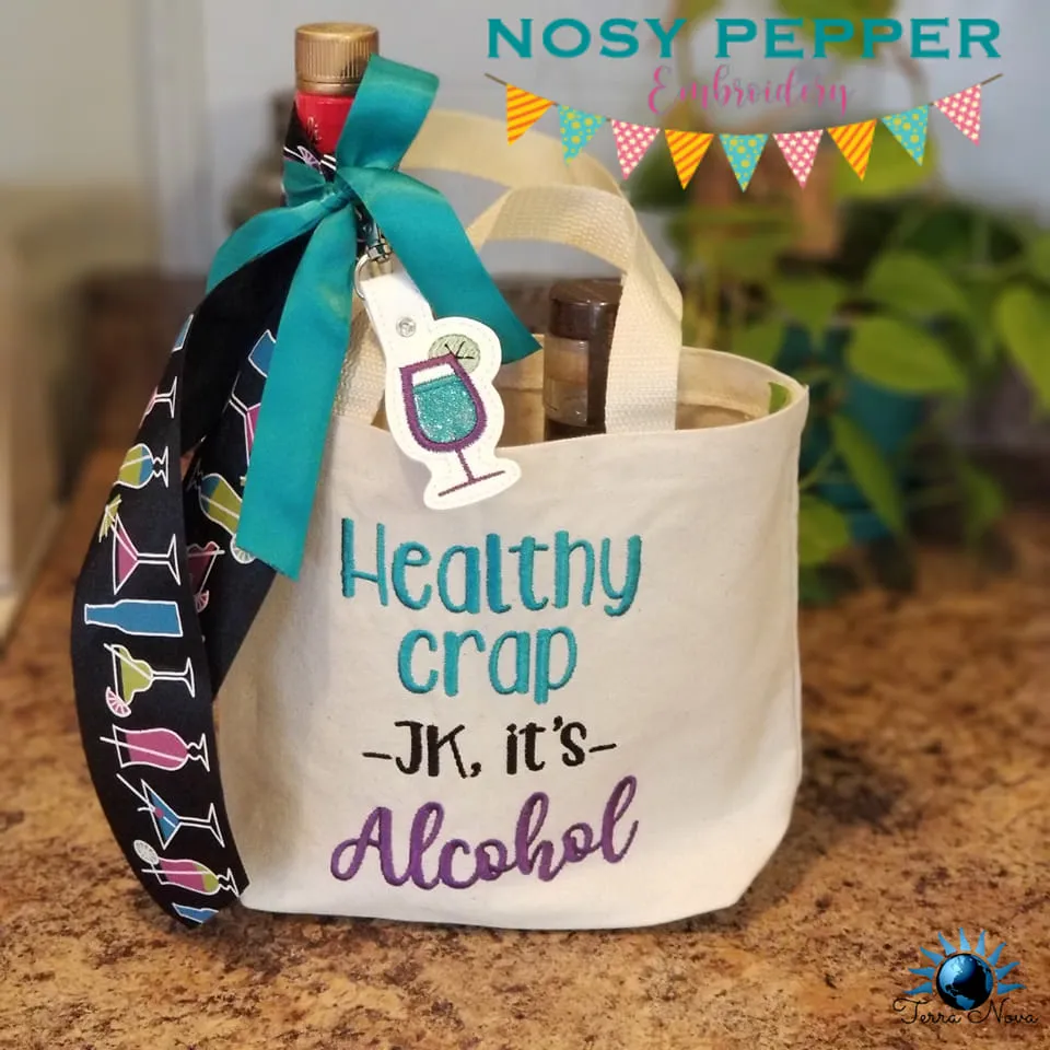 Healthy Stuff jk it's alcohol machine embroidery design (4 sizes included) DIGITAL DOWNLOAD