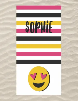 Heart Eye Emoji Beach Towel