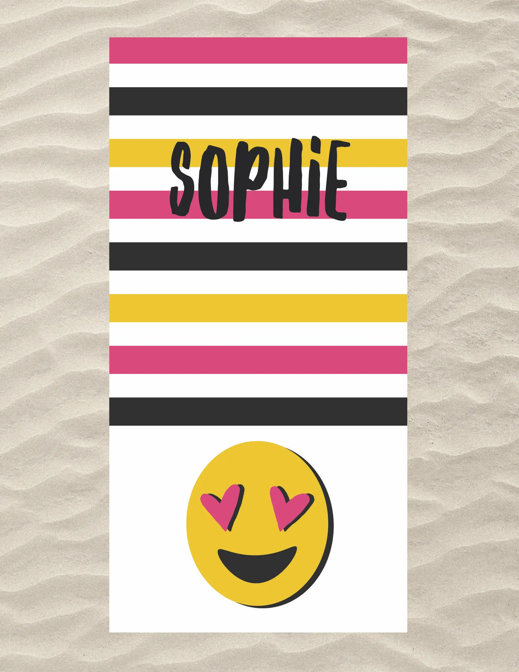 Heart Eye Emoji Beach Towel