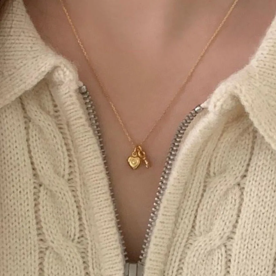 Heart Lock Necklace in Gold (Solid Silver)