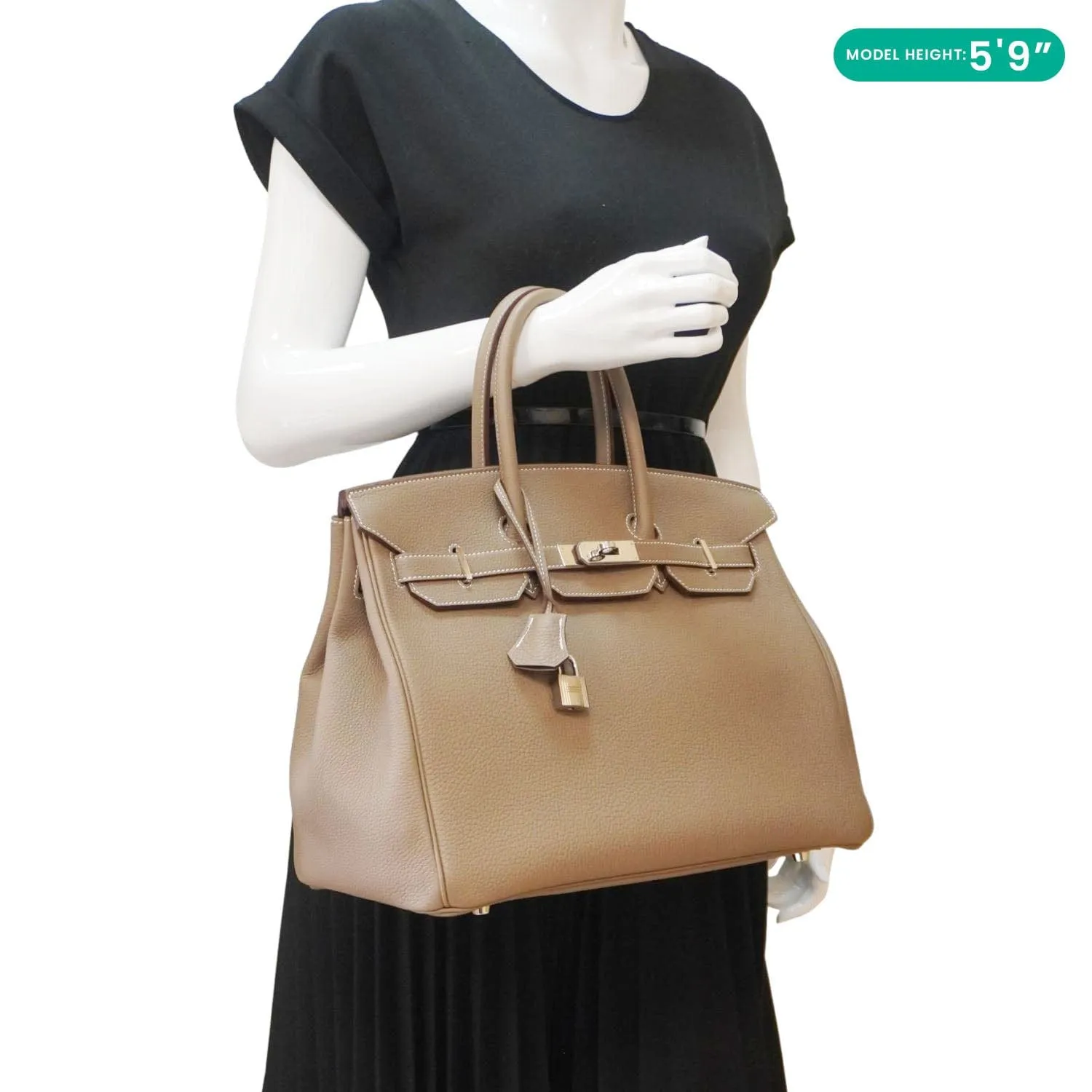 HERMES Birkin 35 Togo Leather Tote Bag Etoupe