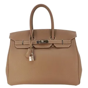 HERMES Birkin 35 Togo Leather Tote Bag Etoupe