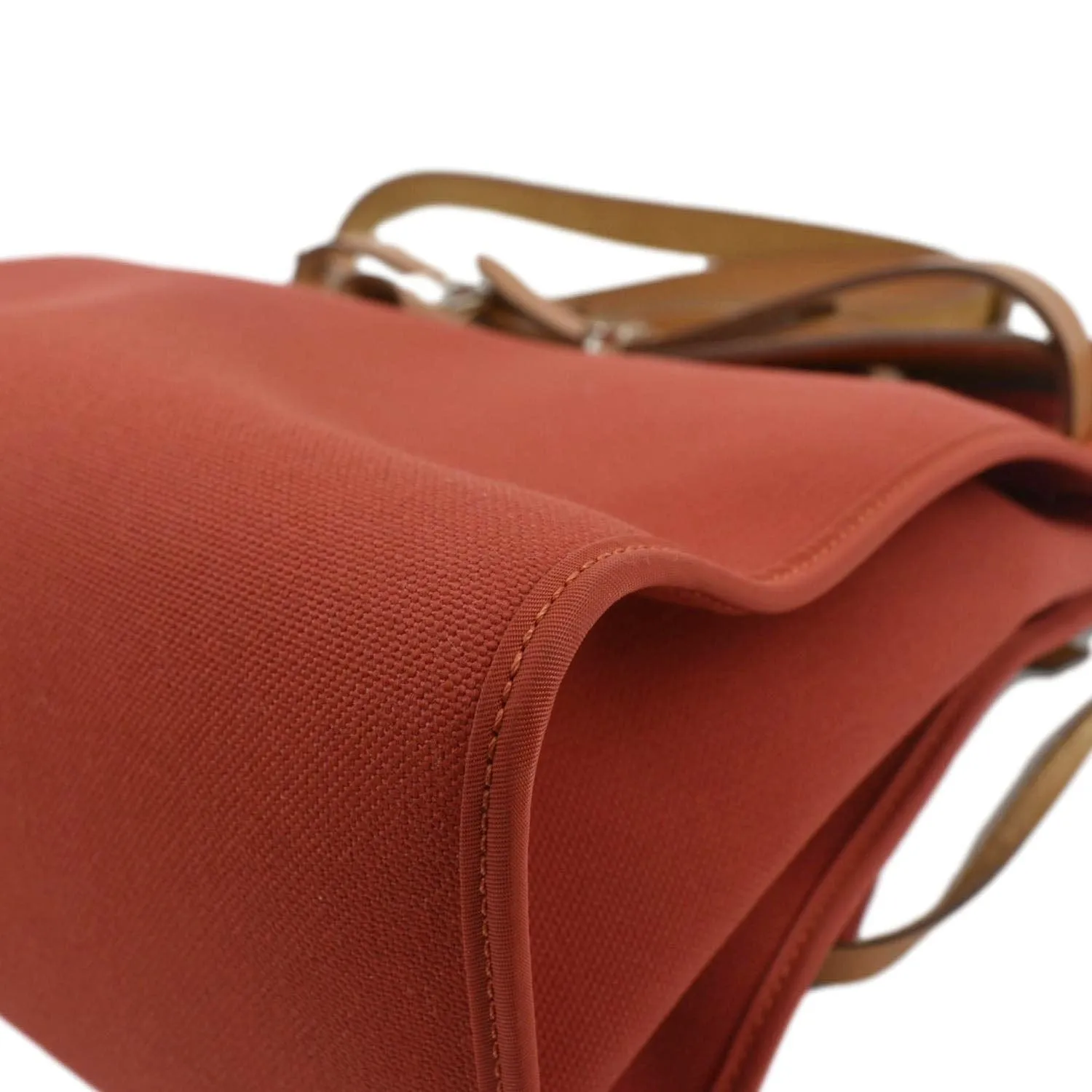 HERMES Herbag Canvas Tote Shoulder Bag Red