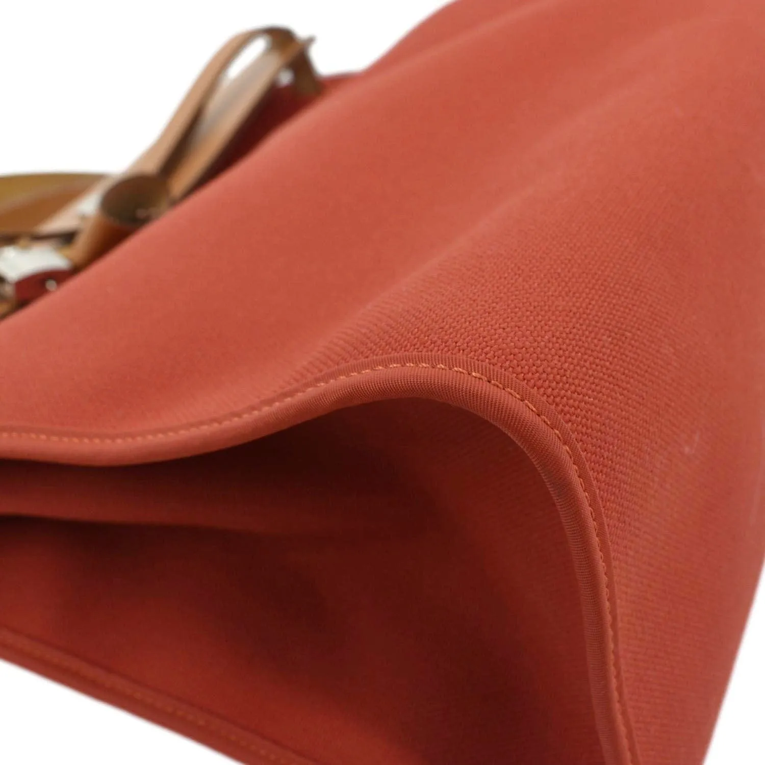HERMES Herbag Canvas Tote Shoulder Bag Red