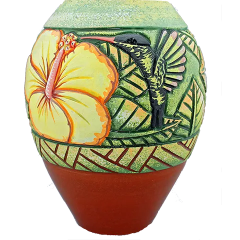 Hibiscus and Doctor Bird Vase