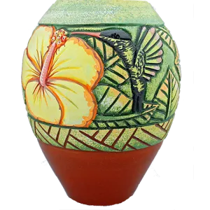 Hibiscus and Doctor Bird Vase