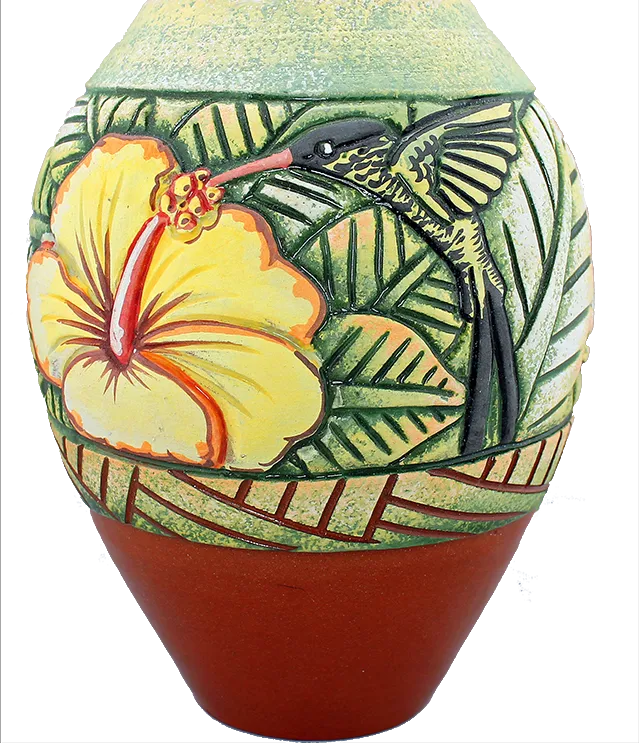 Hibiscus and Doctor Bird Vase