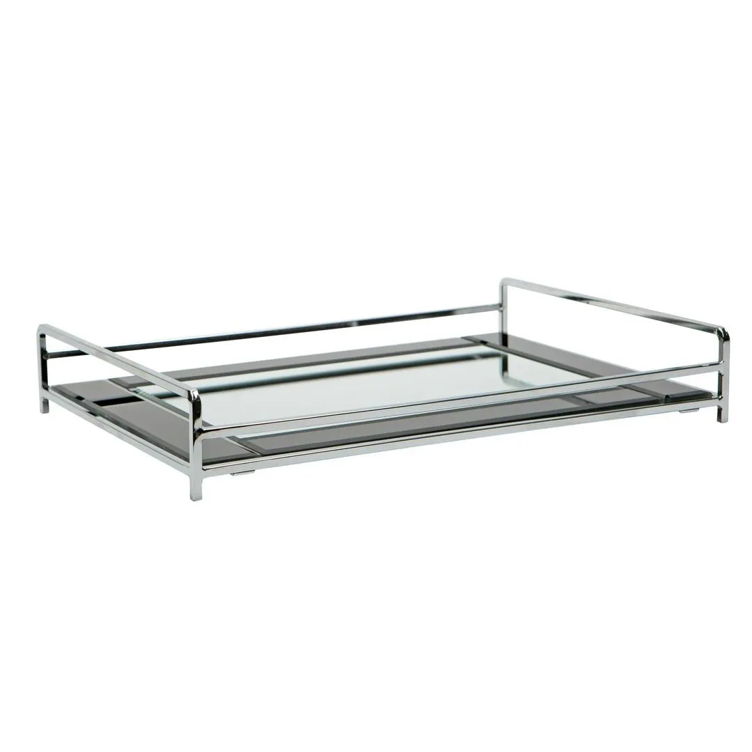 Home Details Mirrored Vanity Tray Makeup Organizer, Black