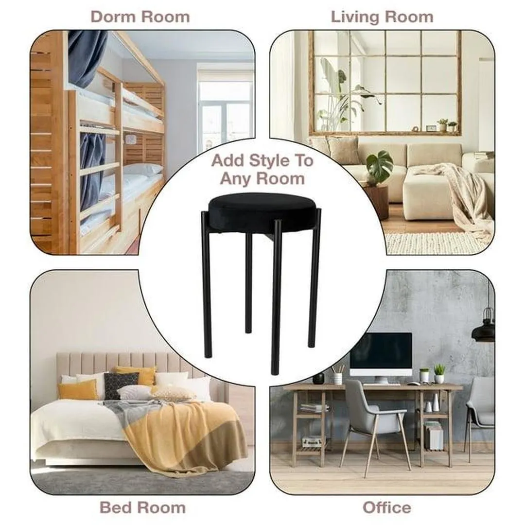 Home Details Velour Vanity Stool - Black
