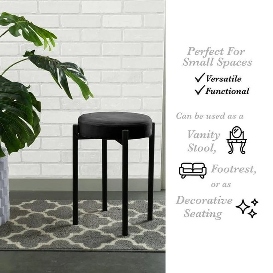 Home Details Velour Vanity Stool - Black