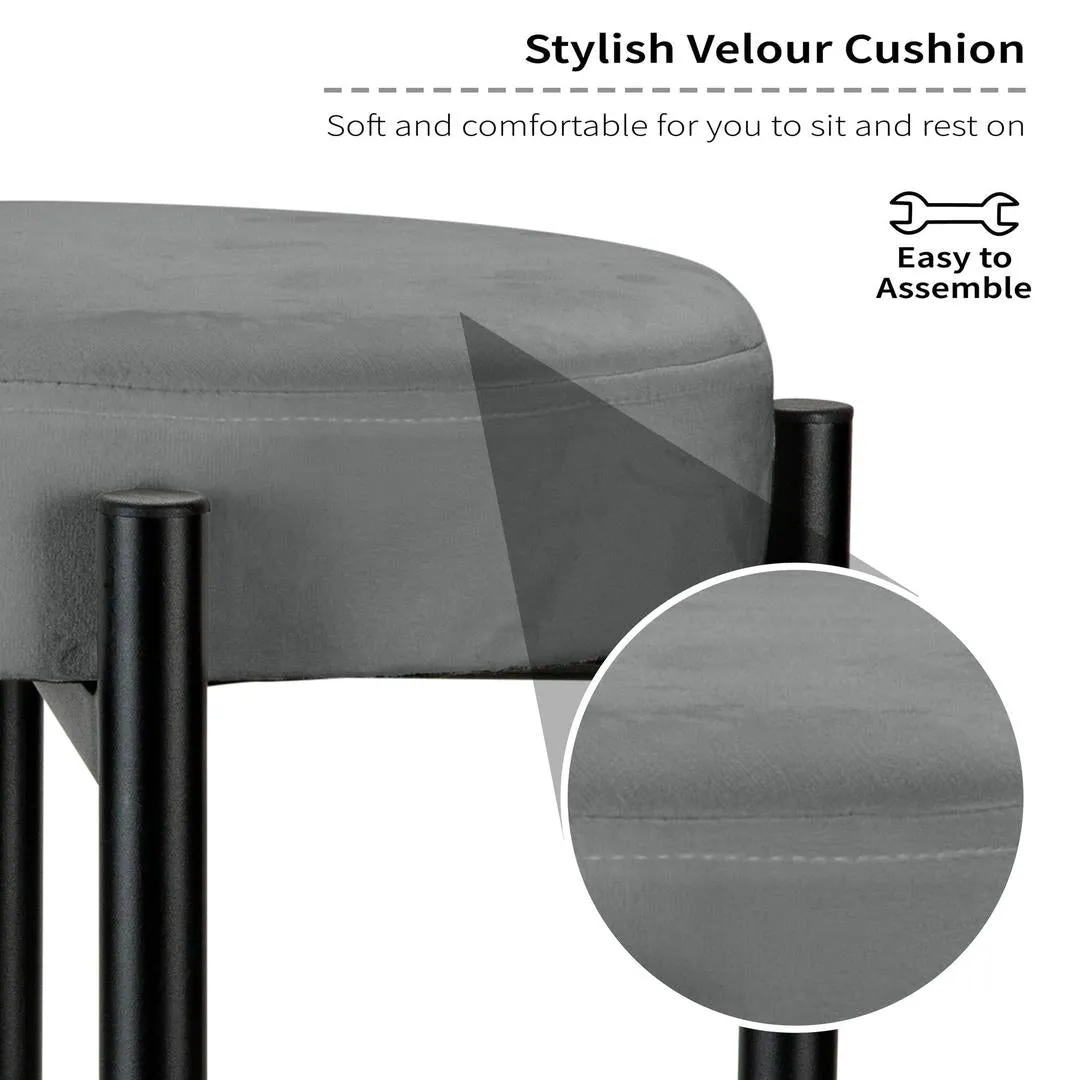 Home Details Velour Vanity Stool - Grey