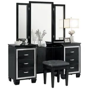 Homelegance Allura Vanity Dresser with Mirror in Black 1916BK-15*