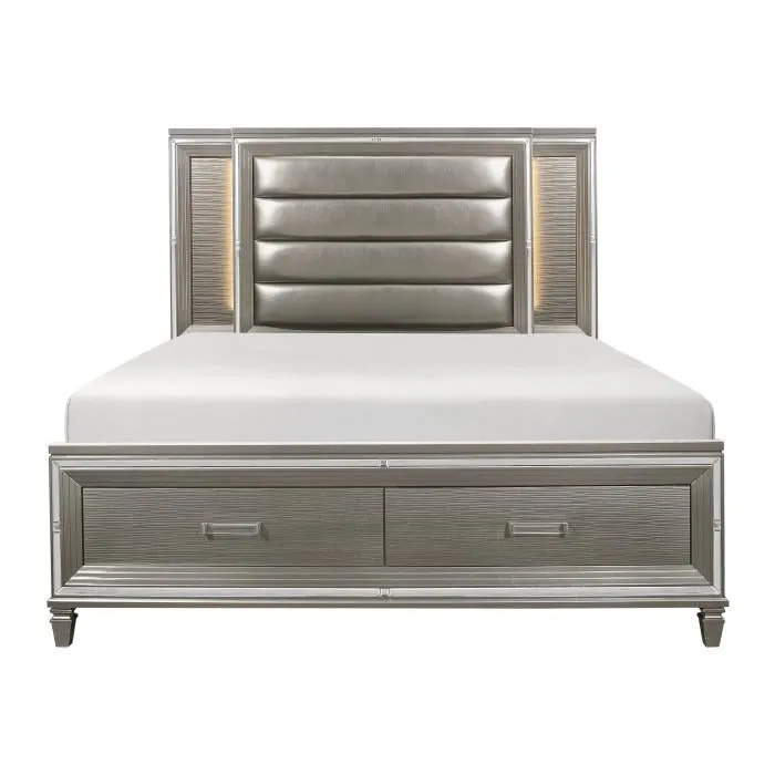 Homelegance Tamsin Queen Upholstered Storage Bed in Silver Grey Metallic 1616-1*