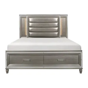Homelegance Tamsin Queen Upholstered Storage Bed in Silver Grey Metallic 1616-1*