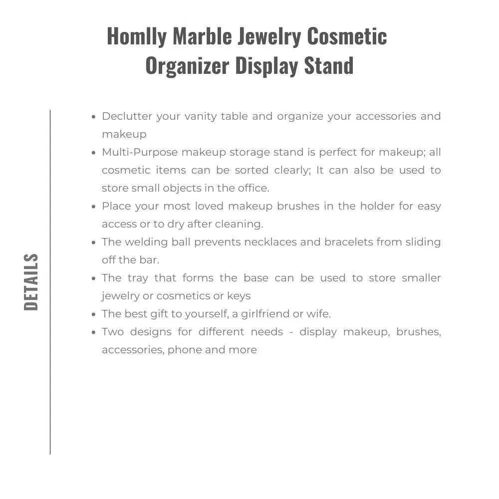 Homlly Marble Jewelry Cosmetic Organizer Display Stand