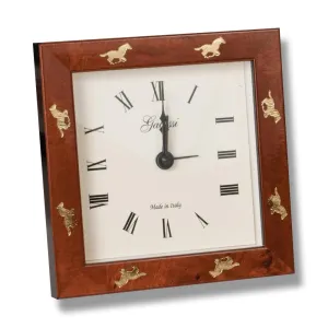 Horses Chestnut Burl Desk Clock