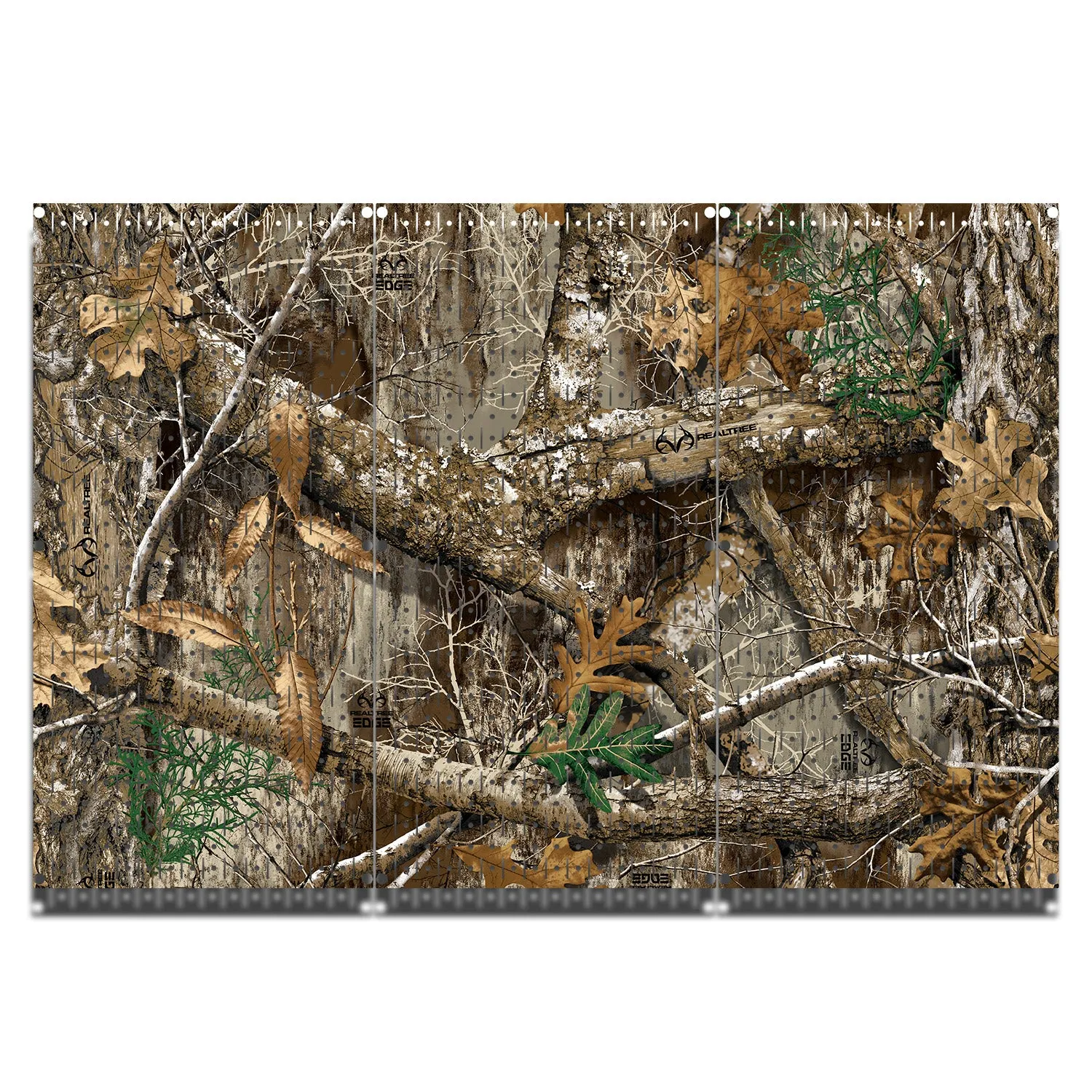 HWC13029C - RealTree® Edge (3) Panels | 48" x 32" (tall) | VERTICAL Printed Pegboards | Stock Customizable